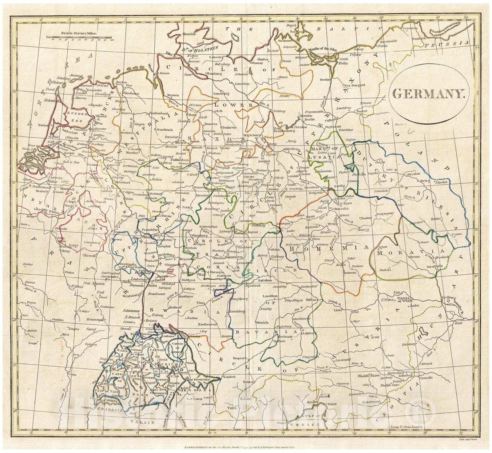 Historic Map : Celement Cruttwell Map of Germany , 1799, Vintage Wall Art