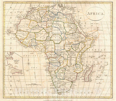Historic Map : Clement Cruttwell Map of Africa , 1799, Vintage Wall Art