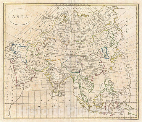 Historic Map : Clement Cruttwell Map of Asia , 1799, Vintage Wall Art