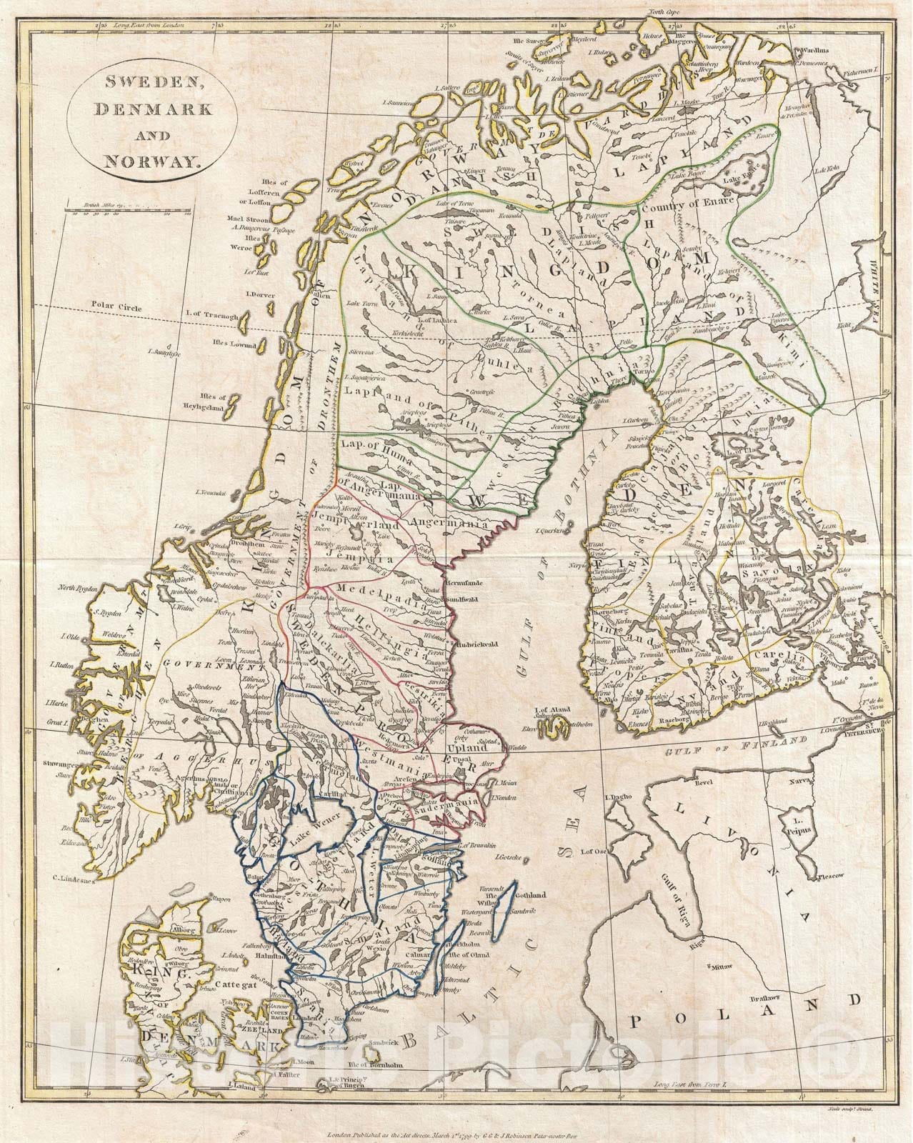 Historic Map : Clement Cruttwell Map of Sweden, Denmark and Norway, 1799, Vintage Wall Art