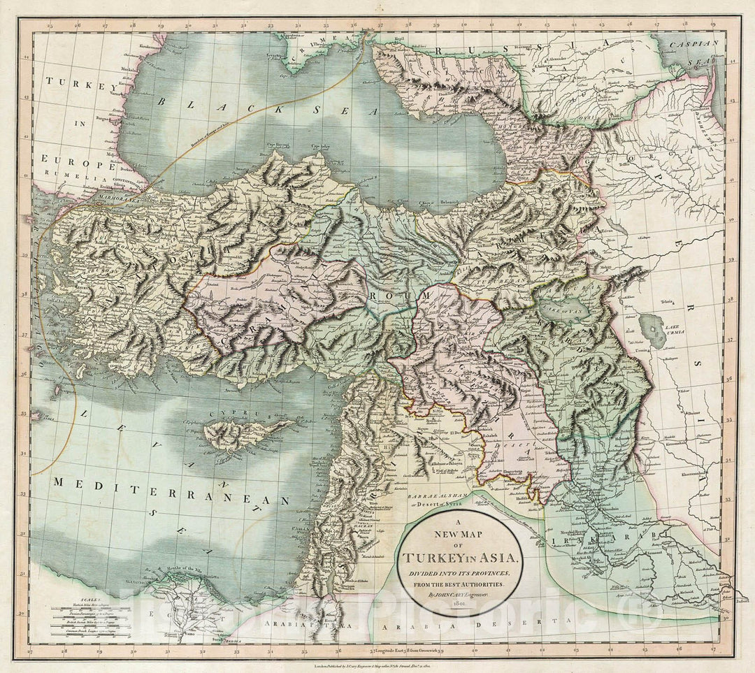 Historic Map : Cary Map of Turkey, Iraq, Armenia and Sryia , 1801, Vintage Wall Art