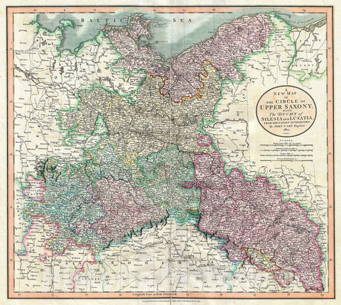 Historic Map : Cary Map of Upper Saxony, Germany (Berlin, Dresden) , 1801, Vintage Wall Art