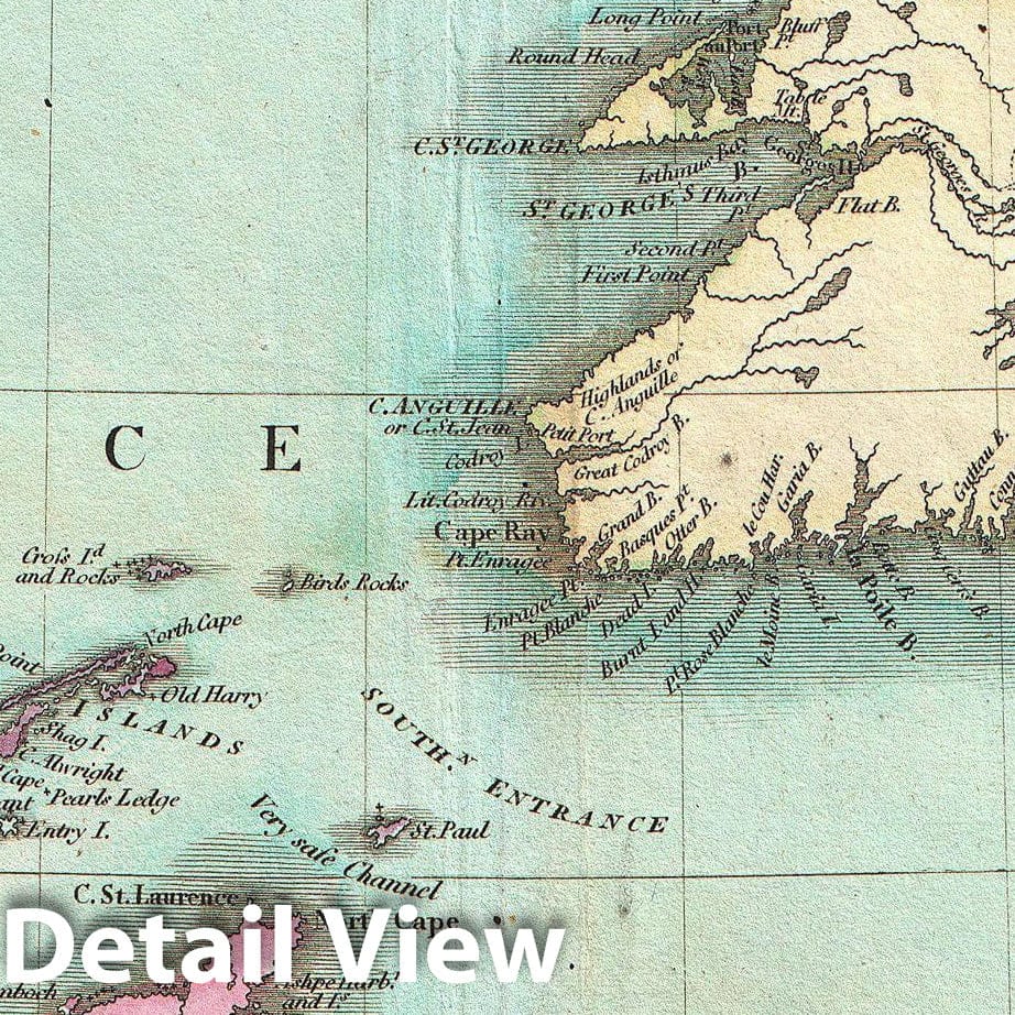 Historic Map : Cary Map of Nova Scotia and Newfoundland, Canada , 1807, Vintage Wall Art