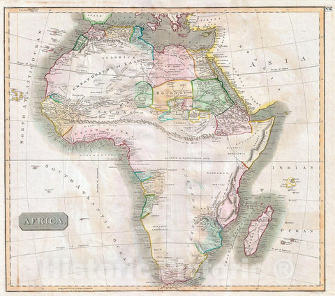 Historic Map : Thomson Map of Africa , 1813, Vintage Wall Art