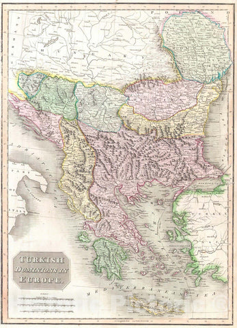 Historic Map : Thomson Map of Greece, Turkey (in Europe) and The Balkans, 1814, Vintage Wall Art