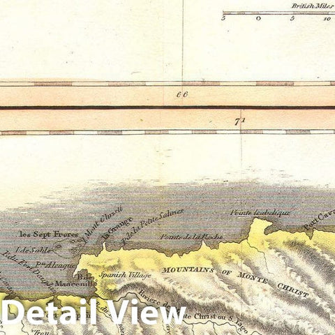Historic Map : Thomson Map of Porto Rico, Virgin Islands, Haiti, Dominican Republic , 1815, Vintage Wall Art