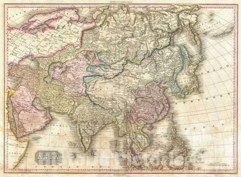 Historic Map : Pinkerton Map of Asia, 1818, Vintage Wall Art