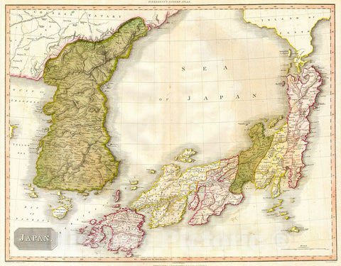 Historic Map : Pinkerton Map of Korea and Japan, 1818, Vintage Wall Art