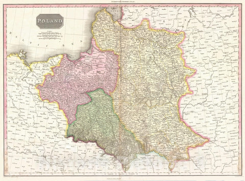 Historic Map : Pinkerton Map of Poland, 1818, Vintage Wall Art