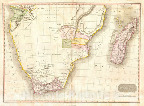 Historic Map : Pinkerton Map of Southern Africa (Congo, Monomotapa, Cape Colony), 1818, Vintage Wall Art