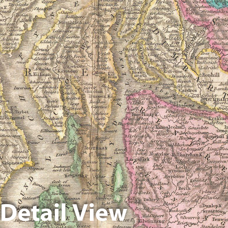 Historic Map : Pinkerton Map of Southern Scotland, 1818, Vintage Wall Art