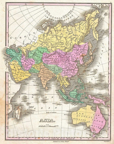 Historic Map : Finley Map of Asia and Australia, 1827, Vintage Wall Art