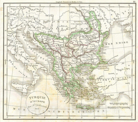 Historic Map : Delamarche Map of Greece and The Balkans , 1832, Vintage Wall Art