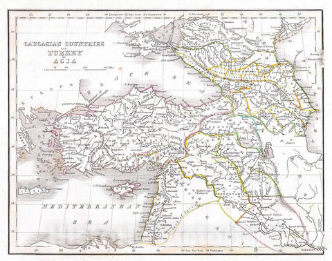 Historic Map : BraArtd Map of Turkey in Asia and The Caucases, 1835, Vintage Wall Art