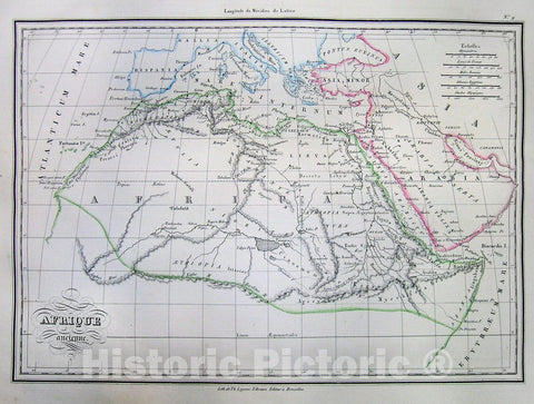 Historic Map : MalteBrun Map of Africa in Ancient Times, 1837, Vintage Wall Art