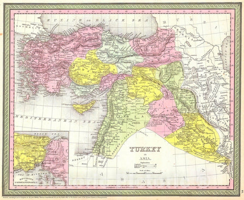 Historic Map : Mitchell, Mitchell Map of Turkey in Asia , 1850, Vintage Wall Art