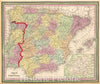 Historic Map : Mitchell Map of Spain and Portugal , 1850, Vintage Wall Art