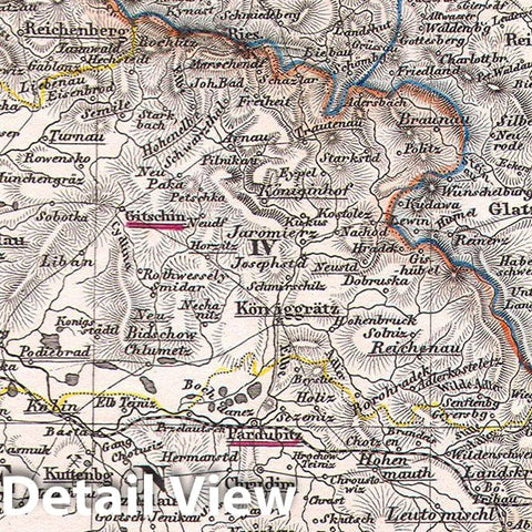 Historic Map : Perthes Map of Bohemia (Czech Republic), 1850, Vintage Wall Art