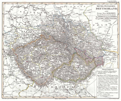 Historic Map : Perthes Map of Bohemia (Czech Republic), 1850, Vintage Wall Art