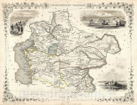 Historic Map : Tallis and Rapkin Map of Independent Tartary (Central Asia), 1851, Vintage Wall Art
