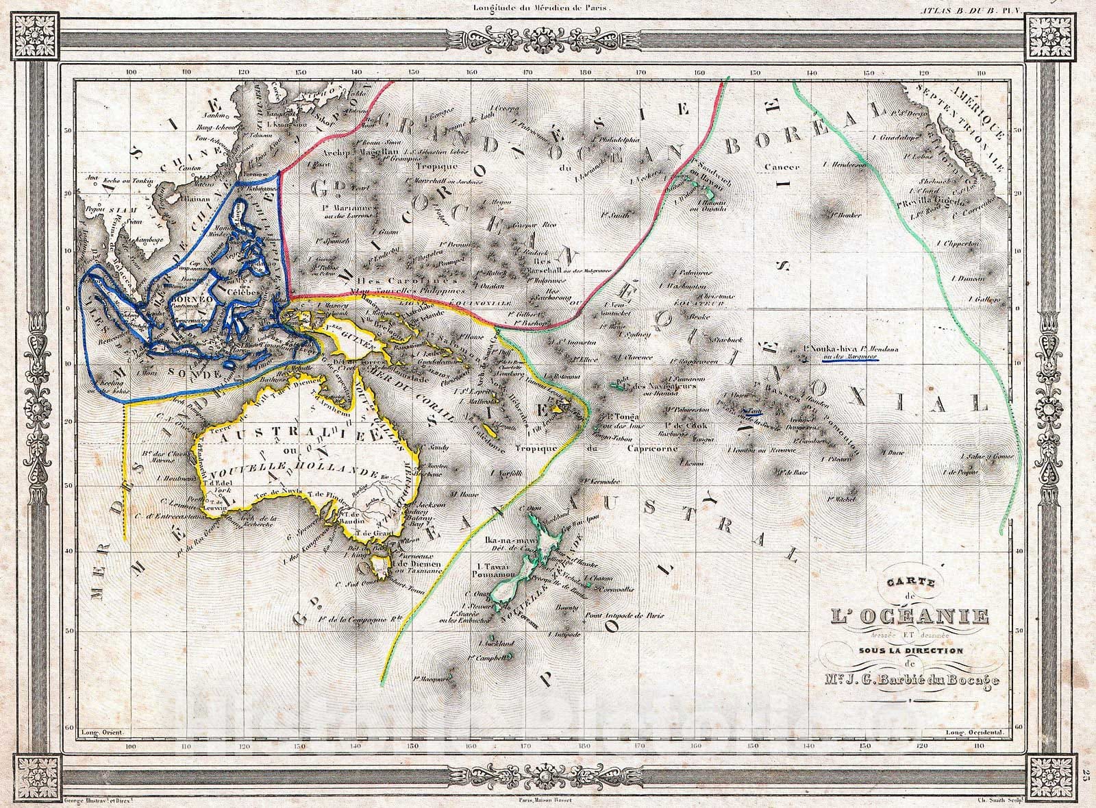 Historic Map : Bocage Map of Australia and Polynesia, 1852, Vintage Wall Art
