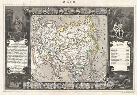 Historic Map : Levasseur Map of Asia, 1852, Vintage Wall Art