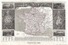 Historic Map : Levasseur Map of France, 1852, Vintage Wall Art