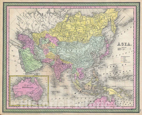 Historic Map : Mitchell Map of Asia , Version 2, 1853, Vintage Wall Art