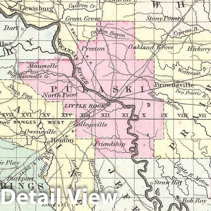 Historic Map : Colton Map of Arkansas , Version 2, 1855, Vintage Wall Art