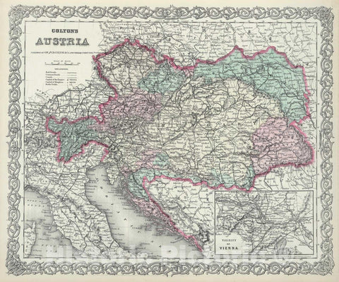 Historic Map : Colton Map of Austria, Hungary and The Czech Republic , 1855, Vintage Wall Art