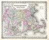 Historic Map : Colton Map of Massachusetts and Rhode Island , Version 2, 1855, Vintage Wall Art