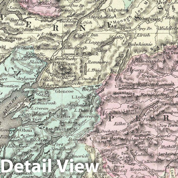 Historic Map : Colton Map of Scotland , 1855, Vintage Wall Art