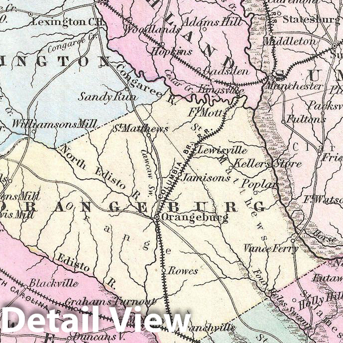 Historic Map : Colton Map of South Carolina , 1855, Vintage Wall Art