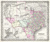 Historic Map : Colton Map of Texas , 1855, Vintage Wall Art
