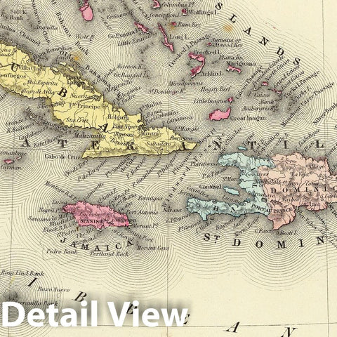 Historic Map : Colton Map of The West Indies, 1855, Vintage Wall Art