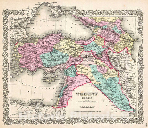 Historic Map : Colton Map of Turkey in Europe, Macedonia, and The Balkans, 1856, Vintage Wall Art :