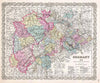 Historic Map : Colton Map of Western Germany, Westphalia, Rheinland , 1855, Vintage Wall Art