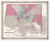 Historic Map : Colton Plan or Map of Baltimore, Maryland, 1855, Vintage Wall Art