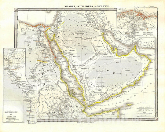 Historic Map : Spruneri Map of Arabia, Egypt and Ethiopia or Abyssinia , 1855, Vintage Wall Art