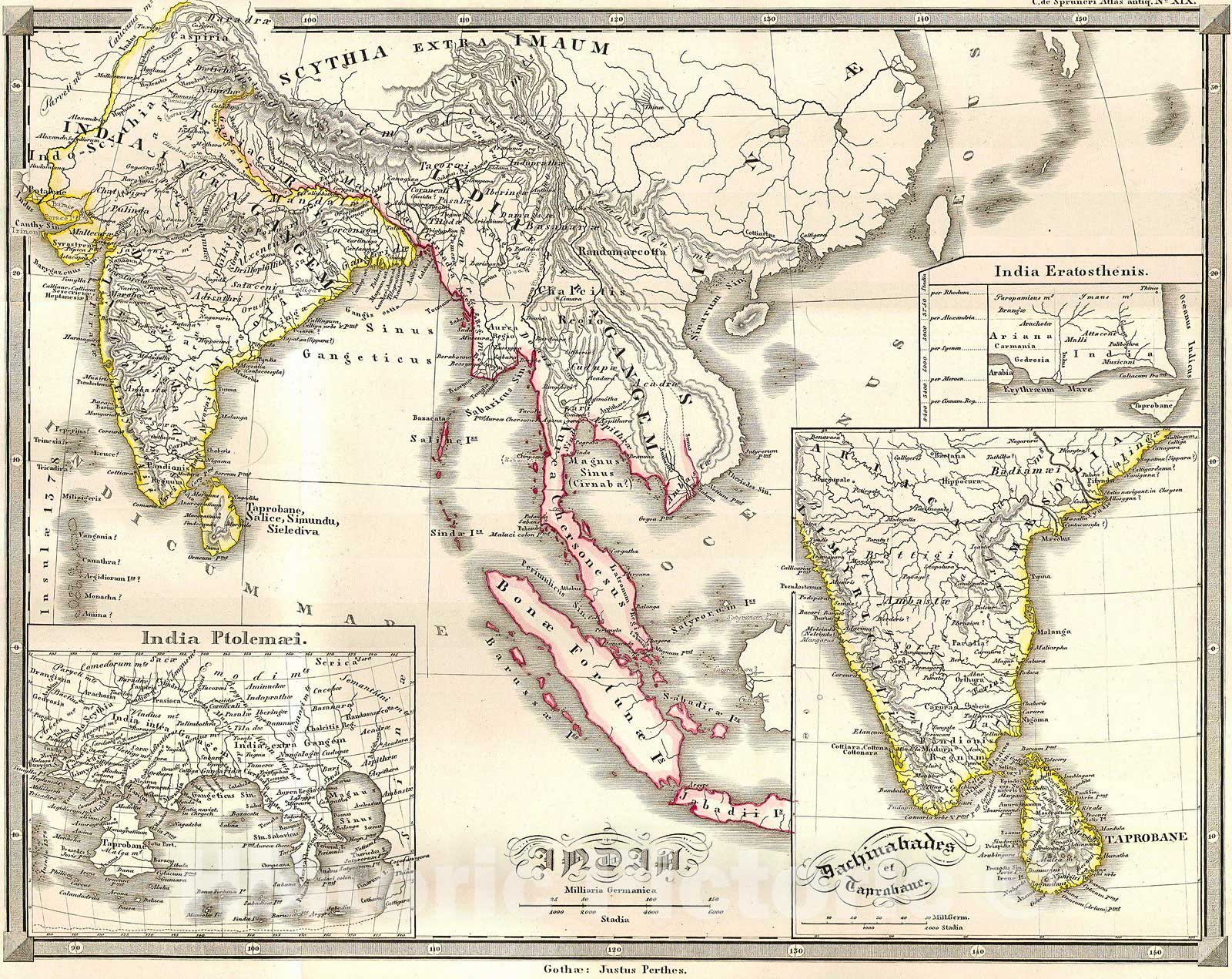 Historic Map : Spruneri Map of India and Southeast Asia in Ancient Tim -  Historic Pictoric