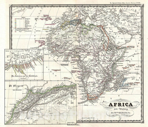 Historic Map : Spruner Map of Africa Since The Beginning of The 15th Century , 1855, Vintage Wall Art
