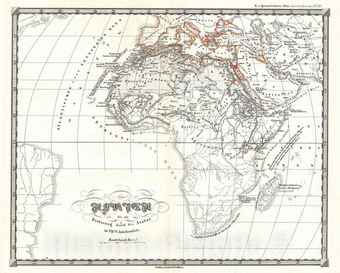 Historic Map : Spruner Map of Africa up to The Arab conquests in The 7th Century , 1855, Vintage Wall Art