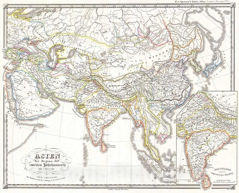Historic Map : Spruner Map of Asia 200 B.C.E (Han China, Seleucid Empire) , 1855, Vintage Wall Art