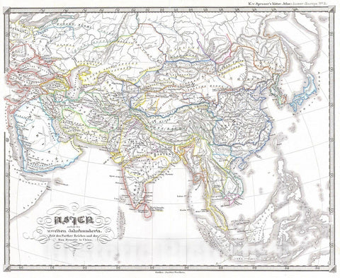 Historic Map : Spruner Map of Asia at The end of The 2nd Century (Han China) , 1855, Vintage Wall Art