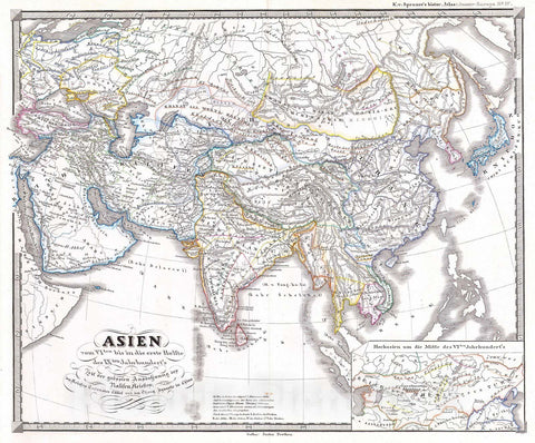 Historic Map : Spruner Map of Asia During Chang Dynasty China (Tufan Tibet) , 1855, Vintage Wall Art