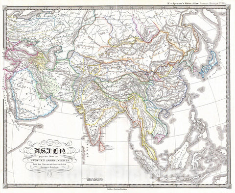 Historic Map : Spruner Map of Asia in The 5th Century (Sassanid Empire) , 1855, Vintage Wall Art