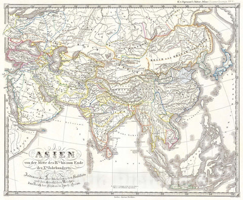 Historic Map : Spruner Map of Asia in The 9th and 10th Centuries , 1855, Vintage Wall Art