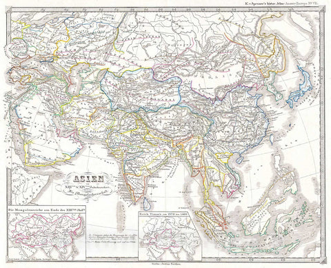 Historic Map : Spruner Map of Asia Under The Mongol Empire , 1855, Vintage Wall Art
