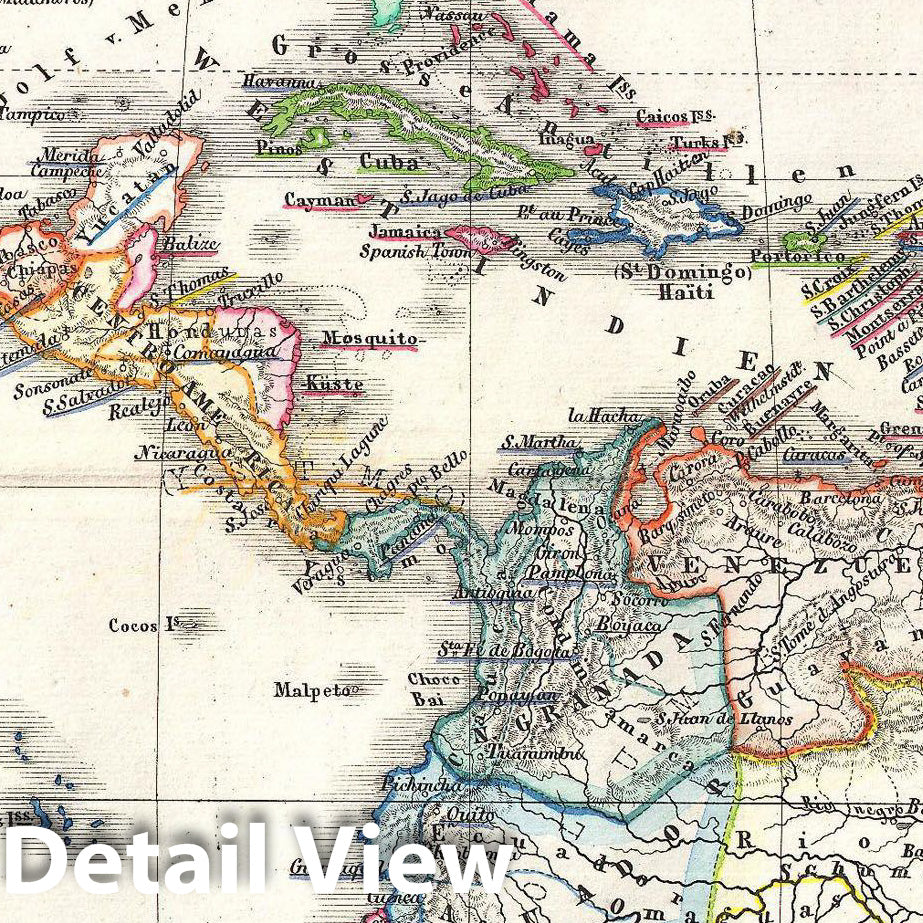 Historic Map : Spruner Map of The Americas Since 1776, 1855, Vintage Wall Art