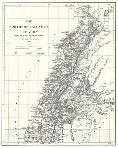 Historic Map : Kiepert Map of Lebanon, 1856, Vintage Wall Art